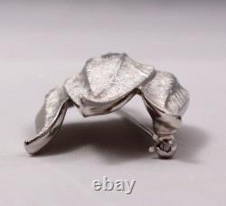 Crown Trifari Tulip Pin Brooch Brushed Silvertone Vintage MCM Alfred Philippe 2