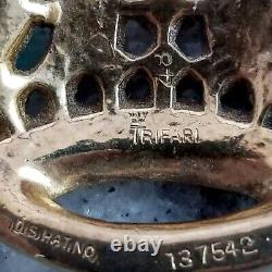 Crown Trifari Vintage Alfred Philippe Gold Plated Green Blue Cabochon AS IS