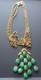 Crown Trifari Waterfall Triple Str Necklace Faux Jade Lucite Goldtone A Philippe