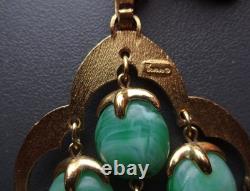 Crown Trifari Waterfall Triple Str Necklace Faux Jade Lucite Goldtone A Philippe Crown Trifari Waterfall Triple Str Necklace Faux Jade Lucite Goldtone A Philippe