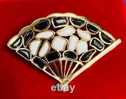 Crown Trifari by Alfred Philippe'Modern Mosaics' Gold Tone Fan Pin Broooch