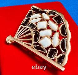 Crown Trifari by Alfred Philippe'Modern Mosaics' Gold Tone Fan Pin Broooch