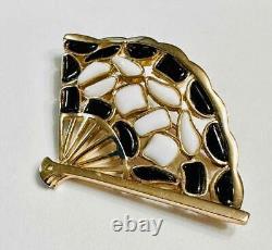 Crown Trifari by Alfred Philippe'Modern Mosaics' Gold Tone Fan Pin Broooch