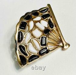Crown Trifari by Alfred Philippe'Modern Mosaics' Gold Tone Fan Pin Broooch