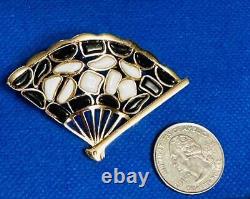 Crown Trifari by Alfred Philippe'Modern Mosaics' Gold Tone Fan Pin Broooch