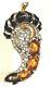 DIVINE Orange/Topaz & Rhinestone Alfred Philippe Crown Trifari Fur Pin or Brooch