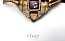 EXTREMELY RARE 1938 TRIFARI Necklace WithLarge Pointy Purple Stone & Fx Turquoise