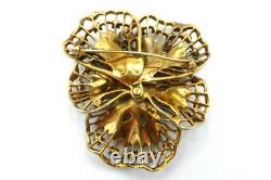 EXTREMELY RARE! TRIFARI Pat. Pend. A. Philipe Rhinestone Lace Pansy Brooch
