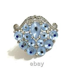 Early Gorgeous Alfred Philippe Trifari Moonstone Glass Clip Brooch