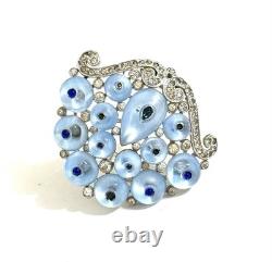 Early Gorgeous Alfred Philippe Trifari Moonstone Glass Clip Brooch