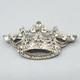 Early Trifari Alfred Philippe Royal Crown Trefoil Crystal Rhodium Plate Brooch