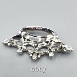 Early Trifari Alfred Philippe Royal Crown Trefoil Crystal Rhodium Plate Brooch