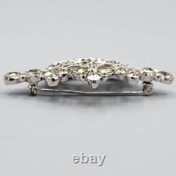 Early Trifari Alfred Philippe Royal Crown Trefoil Crystal Rhodium Plate Brooch