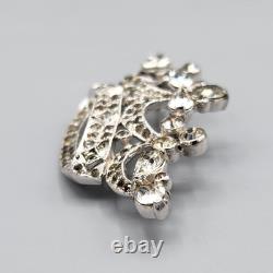 Early Trifari Alfred Philippe Royal Crown Trefoil Crystal Rhodium Plate Brooch
