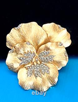 Elegant Alfred Philippe Crown Trifari Pave' Trifanium Pansy Floral Brooch Tg1