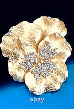 Elegant Alfred Philippe Crown Trifari Pave' Trifanium Pansy Floral Brooch Tg1