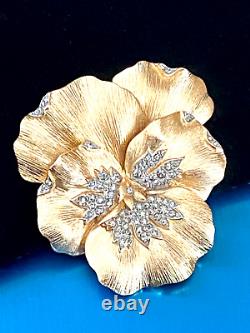 Elegant Alfred Philippe Crown Trifari Pave' Trifanium Pansy Floral Brooch Tg1