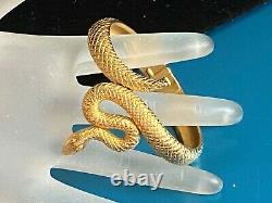 Estate Crown Trifari Alfred Philippe Gold Tone Coiled Snake Bracelet Tab5