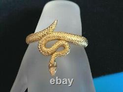 Estate Crown Trifari Alfred Philippe Gold Tone Coiled Snake Bracelet Tab5