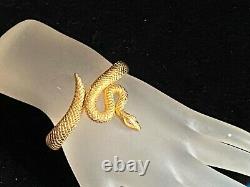 Estate Crown Trifari Alfred Philippe Gold Tone Coiled Snake Bracelet Tab5