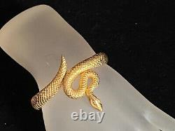 Estate Crown Trifari Alfred Philippe Gold Tone Coiled Snake Bracelet Tab5