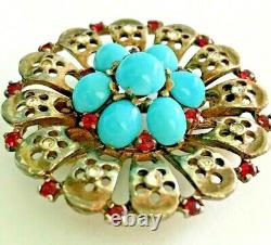 Estate Jewelry Alfred Philippe Crown Trifari Sterling Turquoise Brooch Fur Clip