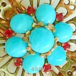 Estate Jewelry Alfred Philippe Crown Trifari Sterling Turquoise Brooch Fur Clip