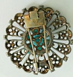 Estate Jewelry Alfred Philippe Crown Trifari Sterling Turquoise Brooch Fur Clip