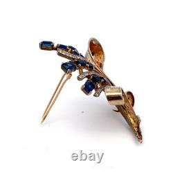 Estate Philippe TRIFARI Sterling Sapphire Rhinestone Burst Spray Fur Clip Pin