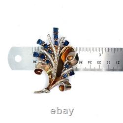 Estate Philippe TRIFARI Sterling Sapphire Rhinestone Burst Spray Fur Clip Pin