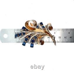 Estate Philippe TRIFARI Sterling Sapphire Rhinestone Burst Spray Fur Clip Pin