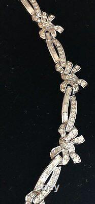 Exceptional Alfred Philippe Crown Trifari Tiny Bow Rhinestone Embedded Necklace