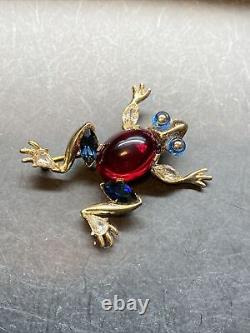 Ext Rare Crown Trifari jelly belly Pat. Pend. Alfred Philippe frog rhinestones