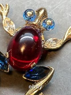 Ext Rare Crown Trifari jelly belly Pat. Pend. Alfred Philippe frog rhinestones