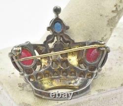 Fine Vintage Sterling Crown Trifari Alfred Philippe Coronation Crown Brooch Pin