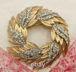 GORGEOUS TRIFARI RHINESTONE ALFRED PHILIPPE DIAMANTE WREATH BROOCH PIN 1960s