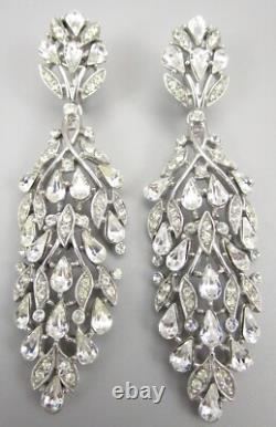 Gorgeous Alfred Philippe For Trifari 3 Dangling Clear Rhinestone Earrings