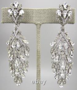 Gorgeous Alfred Philippe For Trifari 3 Dangling Clear Rhinestone Earrings