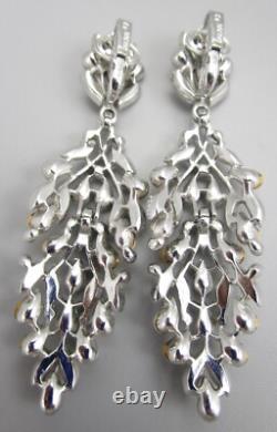 Gorgeous Alfred Philippe For Trifari 3 Dangling Clear Rhinestone Earrings