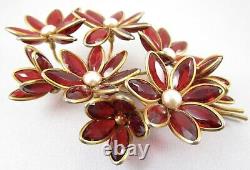 Gorgeous Large Trifari Alfred Philippe Poured Glass Look Red Flower Pin Clip