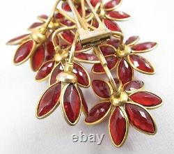 Gorgeous Large Trifari Alfred Philippe Poured Glass Look Red Flower Pin Clip