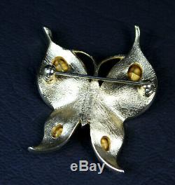 Gorgeous Vintage Alfred Philippe Crown TRIFARI Butterfly Brooch Rhinestones