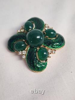 Green Snake Skin Crown Trifari Alfred Philippe L'orient Brooch Pin Rare