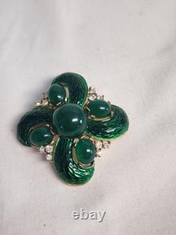 Green Snake Skin Crown Trifari Alfred Philippe L'orient Brooch Pin Rare