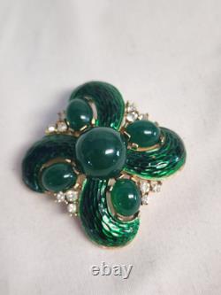 Green Snake Skin Crown Trifari Alfred Philippe L'orient Brooch Pin Rare