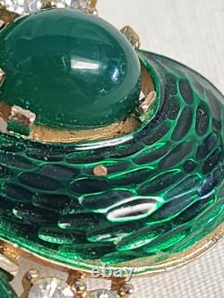 Green Snake Skin Crown Trifari Alfred Philippe L'orient Brooch Pin Rare