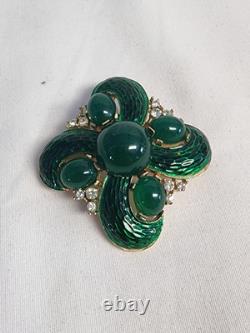 Green Snake Skin Crown Trifari Alfred Philippe L'orient Brooch Pin Rare