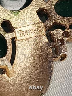 Green Snake Skin Crown Trifari Alfred Philippe L'orient Brooch Pin Rare