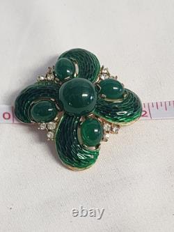 Green Snake Skin Crown Trifari Alfred Philippe L'orient Brooch Pin Rare