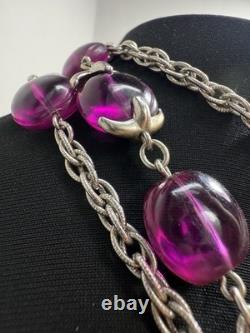 HTF VTG Crown Trifari Phillippe Waterfall Companion Purple Opera Necklace
